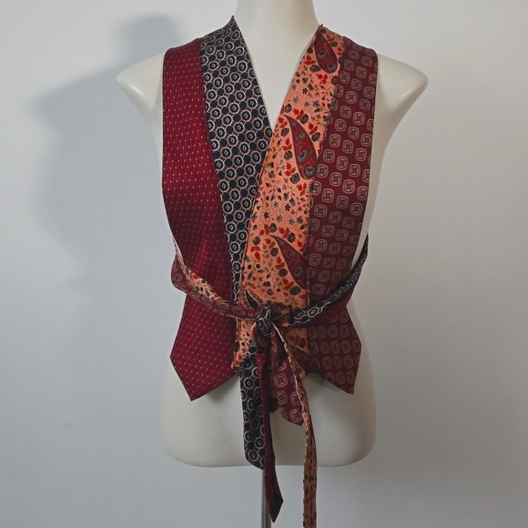 Refashioned Vintage Necktie Halter Vest 👔 ♻️ - Picture 2 of 6